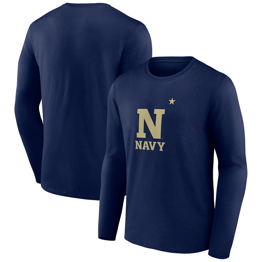 Men's Navy Midshipmen Lockup Team Long Sleeve T-Shirt