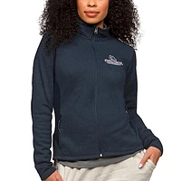 Women's Antigua Heather Navy Gonzaga Bulldogs Course Full-Zip Jacket