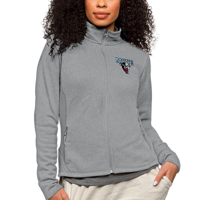 Women's Antigua Heather Black Maine Black Bears Course Full-Zip Jacket