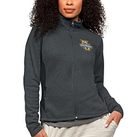Women's Antigua Heather Charcoal Marquette Golden Eagles Course Full-Zip Jacket