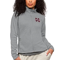 Women's Antigua Heather Mississippi State Bulldogs Course Full-Zip Jacket