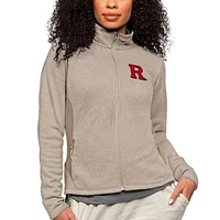 Women's Antigua Oatmeal Rutgers Scarlet Knights Course Full-Zip Jacket