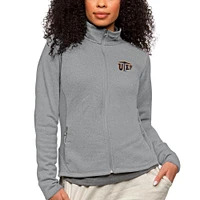 Women's Antigua Heather Gray UTEP Miners Course Full-Zip Jacket