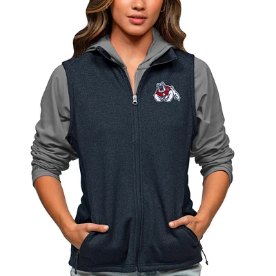 Women's Antigua Heather Navy Fresno State Bulldogs Course Full-Zip Vest