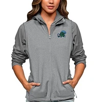 Women's Antigua Heather Gray Tulane Green Wave Course Full-Zip Vest