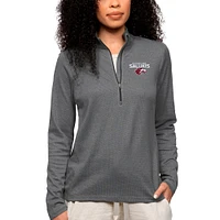 Women's Antigua Heather Charcoal Southern Illinois Salukis Epic Quarter-Zip Pullover Top