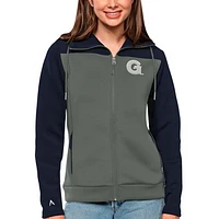 Women's Antigua Navy/Steel Georgetown Hoyas Protect Full-Zip Jacket