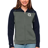 Women's Antigua Navy/Steel Georgetown Hoyas Protect Full-Zip Jacket