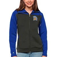 Women's Antigua Royal/Charcoal San Jose State Spartans Protect Full-Zip Jacket