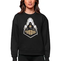 Women's Antigua Black Purdue Boilermakers Victory Crewneck Pullover Sweatshirt