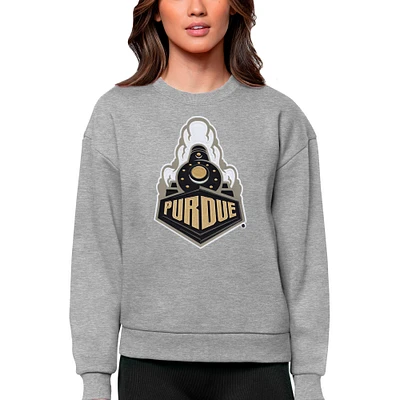 Women's Antigua Heather Gray Purdue Boilermakers Victory Crewneck Pullover Sweatshirt