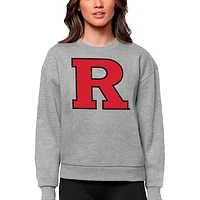 Women's Antigua Heather Gray Rutgers Scarlet Knights Victory Crewneck Pullover Sweatshirt