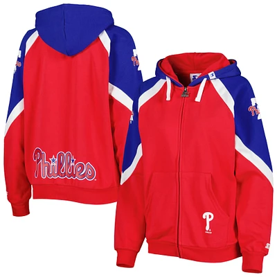 Women's Starter Red/Royal Philadelphia Phillies Hail Mary Full-Zip Hoodie