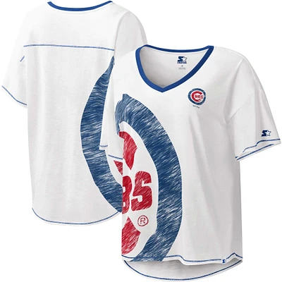 Women's Starter White Chicago Cubs Perfect Game V-Neck T-Shirt