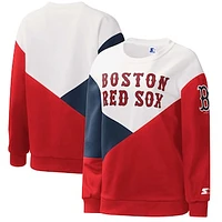 Women's Starter White/Red Boston Red Sox Shutout Pullover Sweatshirt