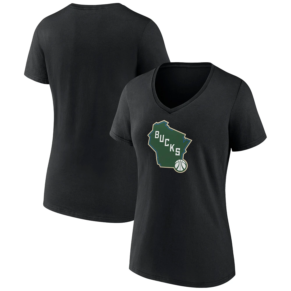 Women's Milwaukee Bucks Alternate Logo V-Neck T-Shirt