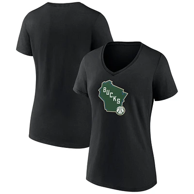 Women's Milwaukee Bucks Alternate Logo V-Neck T-Shirt