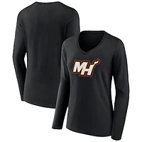 Women's Miami Heat Alternate Logo V-Neck Long Sleeve T-Shirt