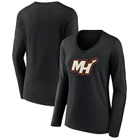 Women's Miami Heat Alternate Logo V-Neck Long Sleeve T-Shirt