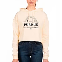 Women's Uscape Apparel Cream Purdue Boilermakers Fleece Crop Hoodie