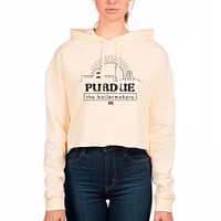 Women's Uscape Apparel Cream Purdue Boilermakers Fleece Crop Hoodie