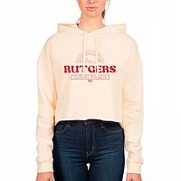 Women's Uscape Apparel Cream Rutgers Scarlet Knights Fleece Crop Hoodie