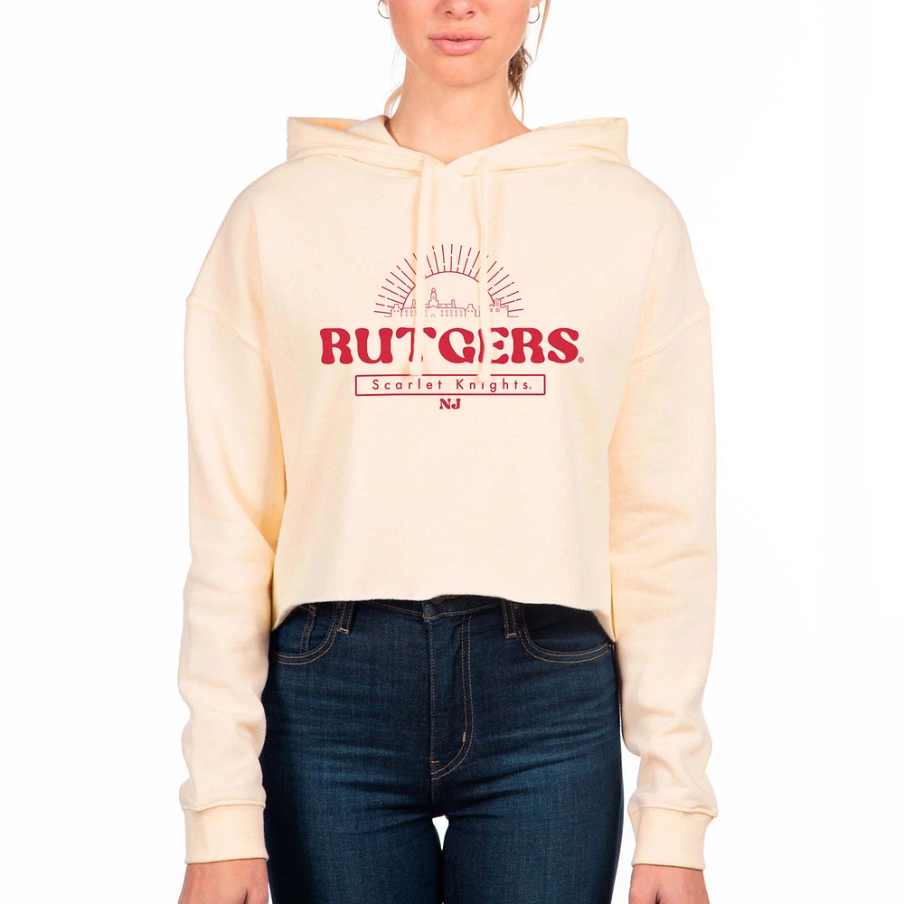 Women's Uscape Apparel Cream Rutgers Scarlet Knights Fleece Crop Hoodie