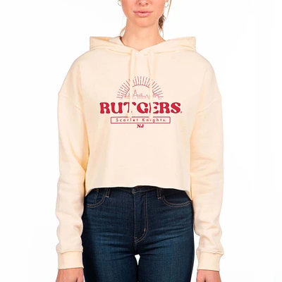 Women's Uscape Apparel Cream Rutgers Scarlet Knights Fleece Crop Hoodie