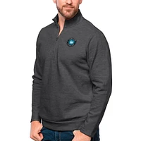 Men's Antigua Heather Charcoal Charlotte FC Gambit Quarter-Zip Pullover Top