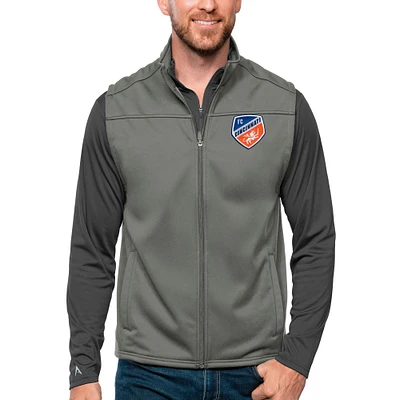 Men's Antigua Gray FC Cincinnati Links Full-Zip Golf Vest