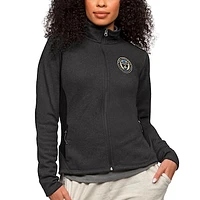 Women's Antigua Heather Philadelphia Union Team Logo Course Full-Zip Jacket