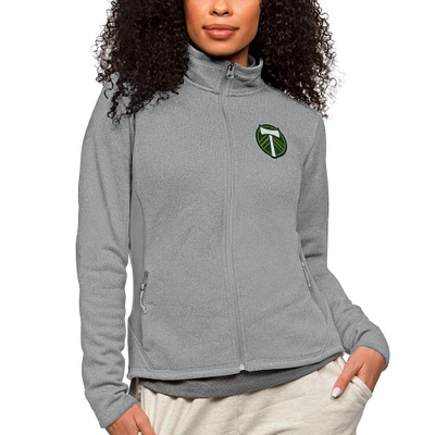 Women's Antigua Heather Portland Timbers Team Logo Course Full-Zip Jacket