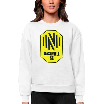 Women's Antigua White Nashville SC Team Logo Victory Pullover Sweatshirt