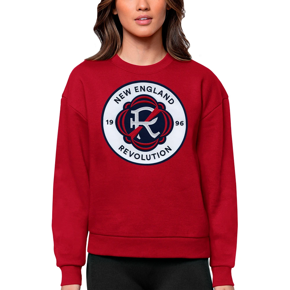 Women's Antigua Red New England Revolution Team Logo Victory Pullover Sweatshirt