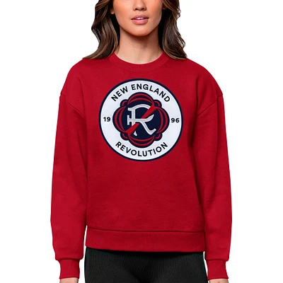 Women's Antigua Red New England Revolution Team Logo Victory Pullover Sweatshirt
