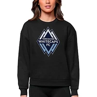 Women's Antigua Black Vancouver Whitecaps FC Team Logo Victory Pullover Sweatshirt