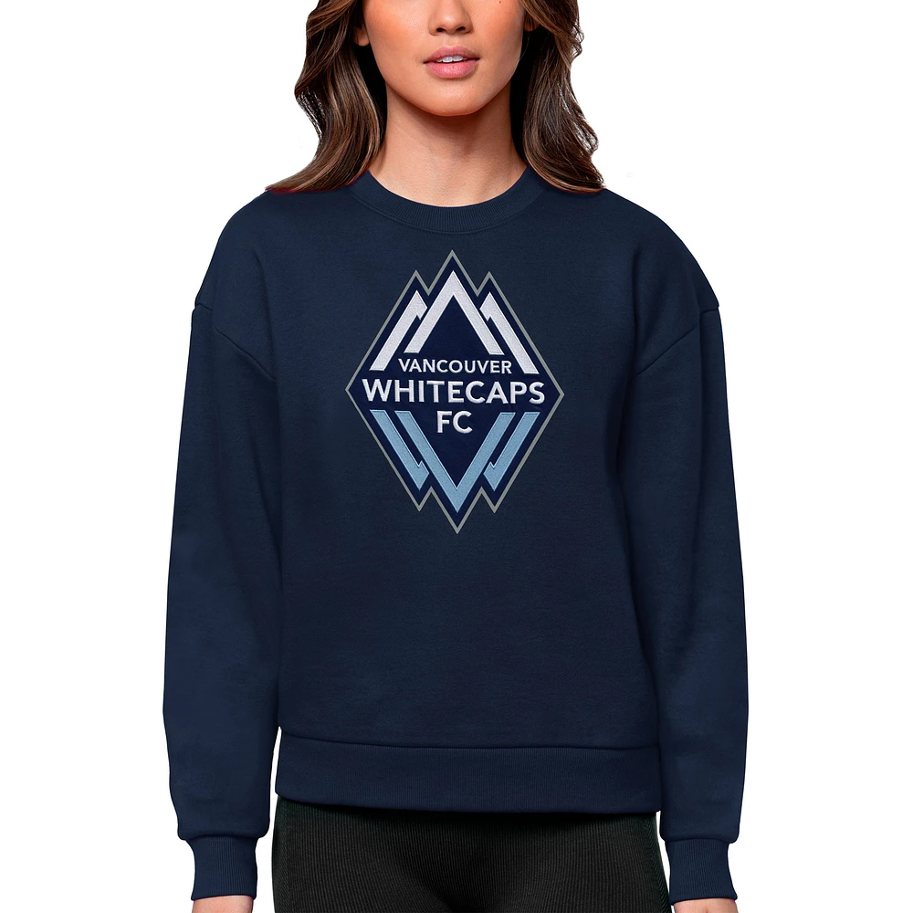 Women's Antigua Navy Vancouver Whitecaps FC Team Logo Victory Pullover Sweatshirt