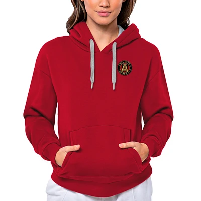 Women's Antigua Red Atlanta United FC Team Logo Victory Pullover Hoodie