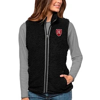 Women's Antigua Black Harvard Crimson Grace Full-Zip Vest