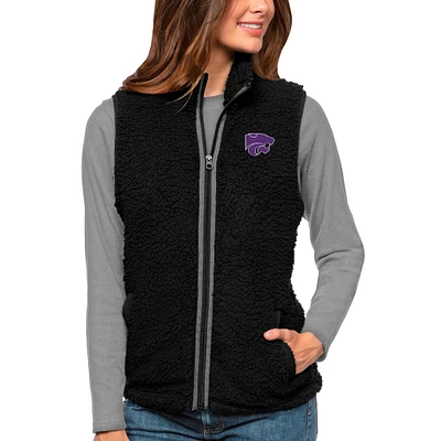 Women's Antigua Black Kansas State Wildcats Grace Full-Zip Vest