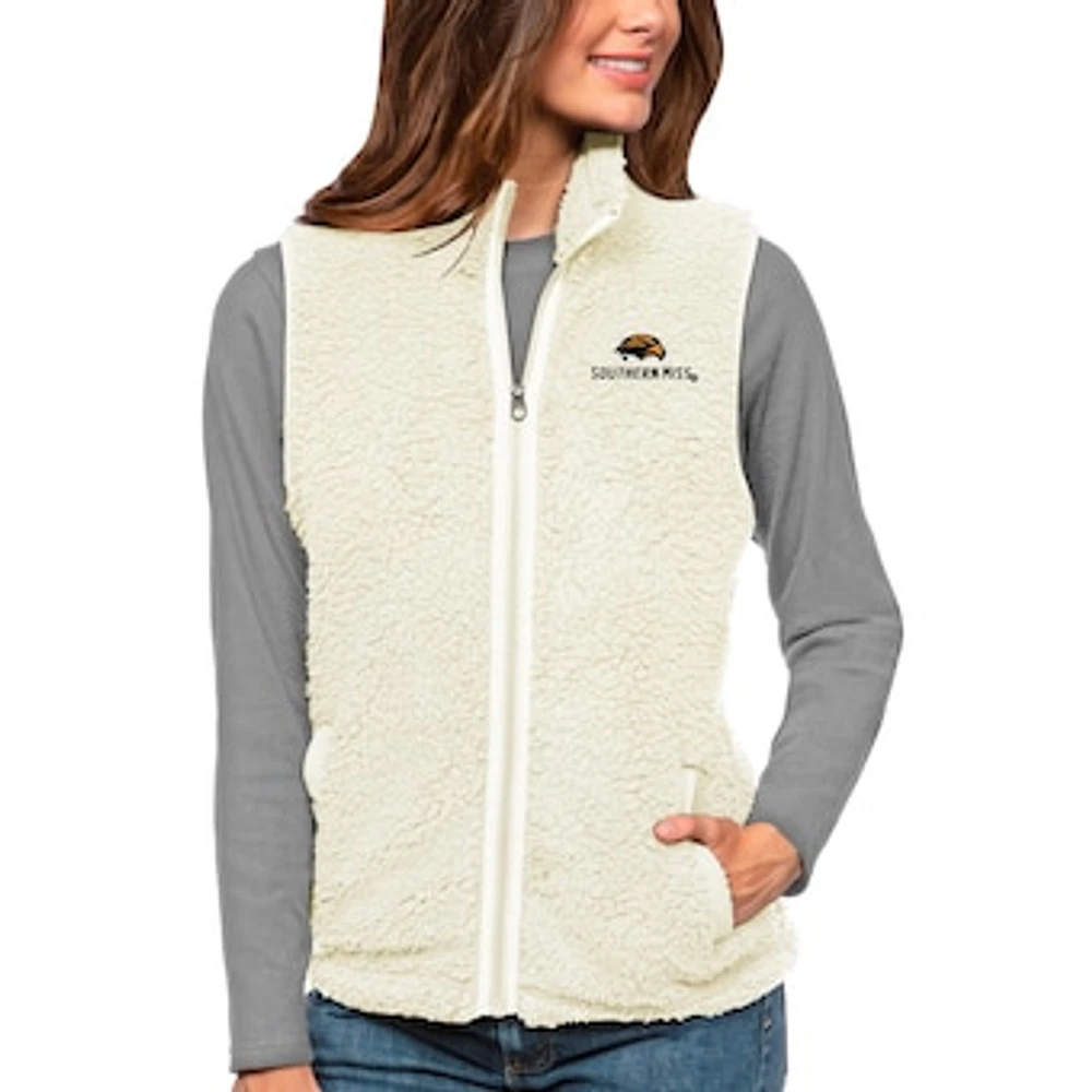 Women's Antigua Cream Southern Miss Golden Eagles Grace Full-Zip Vest