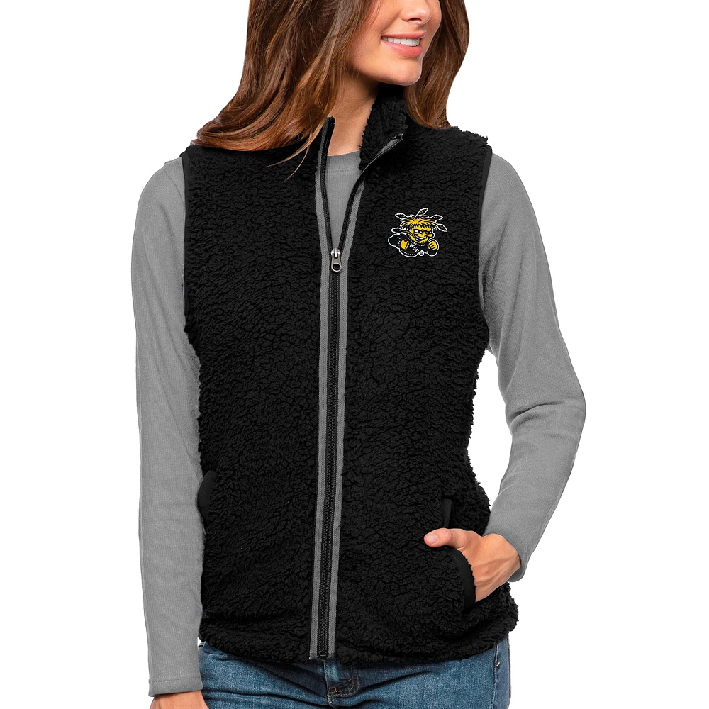 Women's Antigua Black Wichita State Shockers Grace Full-Zip Vest