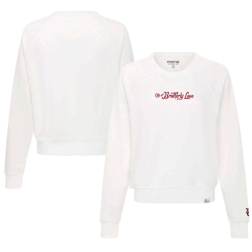 Women's Sportiqe Cream Philadelphia 76ers 2022/23 City Edition '76 Originals' Ashlyn Pullover Sweatshirt