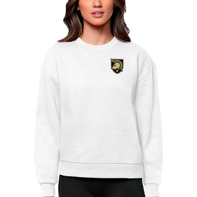 Women's Antigua Black Army Knights Logo Victory Crewneck Pullover Sweatshirt
