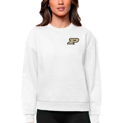 Women's Antigua Purdue Boilermakers Logo Victory Crewneck Pullover Sweatshirt