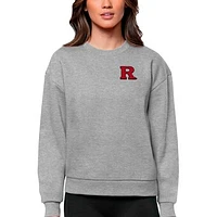Women's Antigua Heather Gray Rutgers Scarlet Knights Logo Victory Crewneck Pullover Sweatshirt