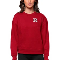 Women's Antigua Scarlet Rutgers Knights Logo Victory Crewneck Pullover Sweatshirt