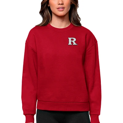 Women's Antigua Scarlet Rutgers Knights Logo Victory Crewneck Pullover Sweatshirt