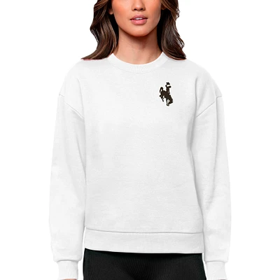 Women's Antigua Wyoming Cowboys Logo Victory Crewneck Pullover Sweatshirt