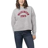 Women's League Collegiate Wear Heather Gray Washington State Cougars 1636 Boxy Sweatshirt